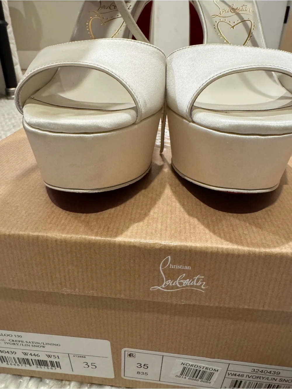 Used Christian Louboutin Sandaloo Silk Satin Platform Sandal